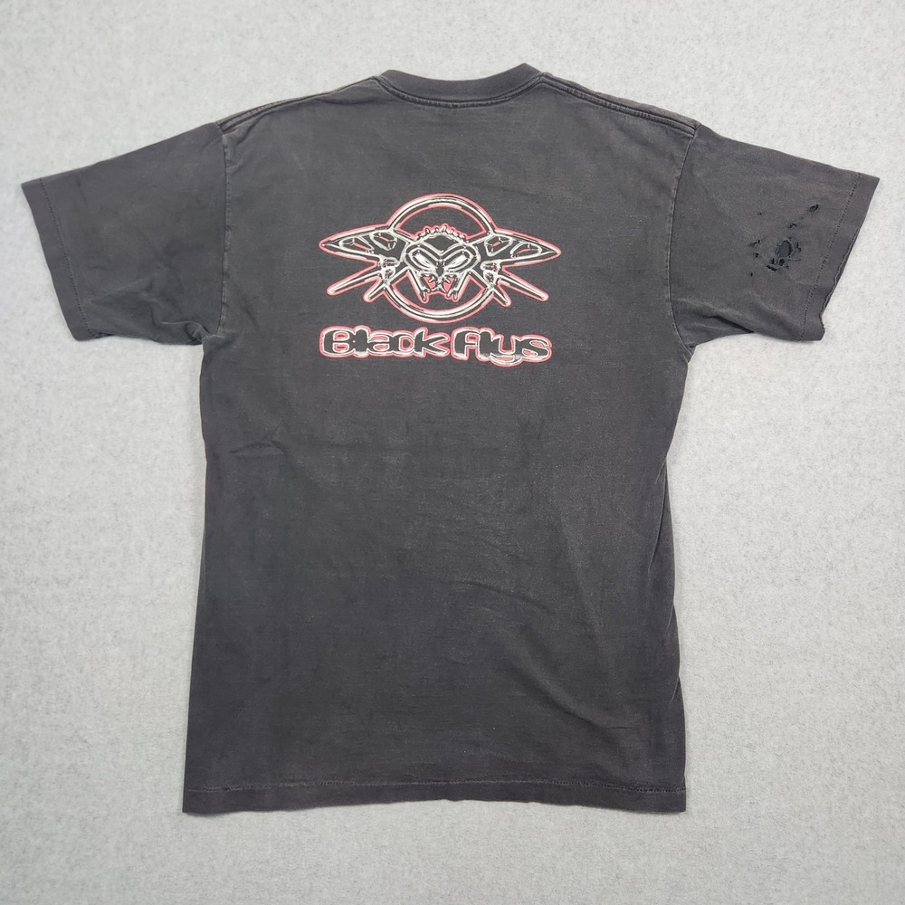 Vintage Black Flys Shirt XL Black‎ Skateboard Streetwear Chrome Mullet 90s USA